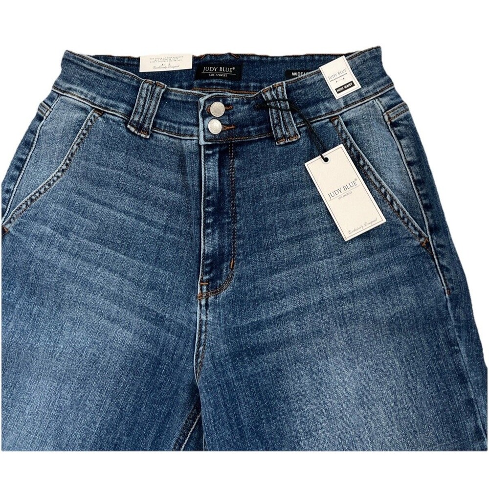 NWT Judy Blue High Rise Double Button Denim Jeans Blue Size 13/31 - Picture 8 of 11